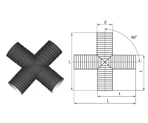 Крестовина гофрированная канализационная 400/343 пэ SN8/SN6